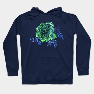 Watercolor houseleek - green and blue Hoodie